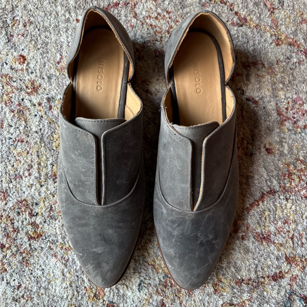 Nisolo Charcoal Leather Slip-Ons
